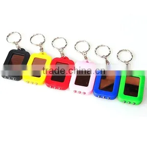 New Fashion Mixed Color Solar Portable LED Light Keychain / Mini Flashlight Key Ring Survial Gadget 3 LED thumbnail-2