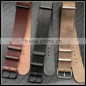Flat Nato 1 Piece Leather Watch Strap 22mm thumbnail-1