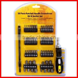 58pc Ratchet Handle Screwdriver Bit & Socket Tool Set thumbnail-1