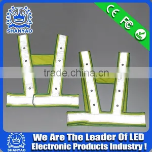 2016 Hot Selling LED Fluorescent Green Refletive Waistcoat For Road Safety At Night thumbnail-6