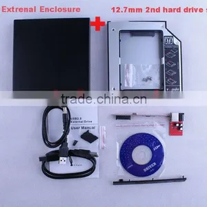 12.7mm SATA 2nd Hdd Module Caddy Bay +External Superdrive USB Enclosure Case thumbnail-1