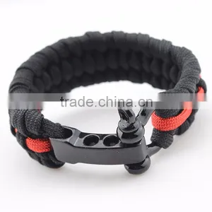 Factory Direct Sales Braided Adjustable Bowshackle Buckle Survival Paracord Bracelet thumbnail-6