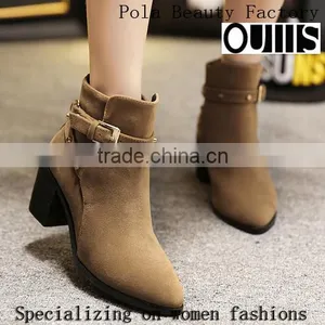 2016 New Design Women Thick Heel Ankle Boots Suede Women Boots PC4405 thumbnail-1