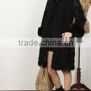 Fashion Lady's Lamb Coat for Women With Fur Trim LC96 thumbnail-1