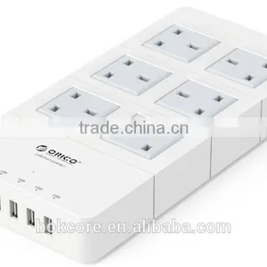 UK Standard Wholesale Surge Protector Power Strip 3 Plug Power Strip Red Wall Switch Socket With 2 USB Port thumbnail-1