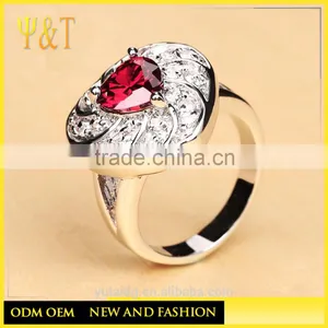 Jingli Jewelry Heart Shaped Silver Ring With Ruby (YJ-809) thumbnail-2