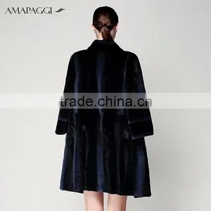 Hot Sale Women Long Cashmere Coat With Mink thumbnail-3