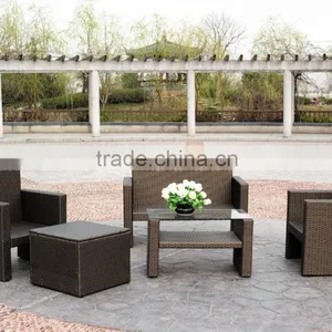 5 PC Cushioned Seat Outdoor Patio Set Rattan Wicker Sofa With Foot Stool thumbnail-1