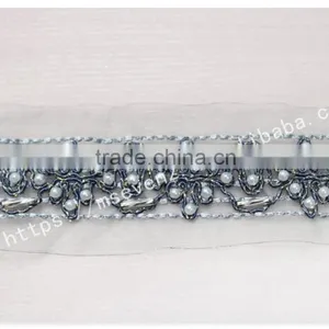 Beautiful Design 4cm Width Guipure Embroidery French Beaded Lace for Dress thumbnail-3