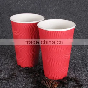 350ml Red Double Single Wall Ripple Disposable Coffee Paper Cup thumbnail-2