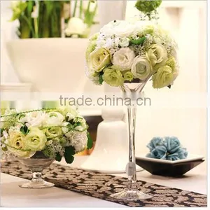 Tall Wedding Table Centerpiece Decoration Champagne Floral Ornament Clear Glass Vases thumbnail-1