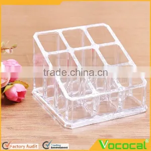 Clear Acrylic 9-hole Lip Gloss Lipstick Nail Polish Cosmetics Makeup Storage Holder Organizer Box thumbnail-1