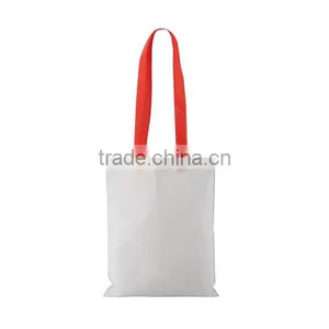 High Quality Portable Reusable White Shopping Bag With Colorful Handle thumbnail-5