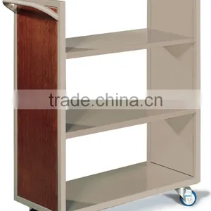 Metal Steel V-shape 2-layer Mobile Book Cart Book Carrier Conveyor thumbnail-2
