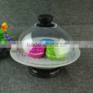 Wholesale Royal Luxury Ceramic Cake Stand For Restaurant Decorating Cake Tools WIth Glass Cover thumbnail-1