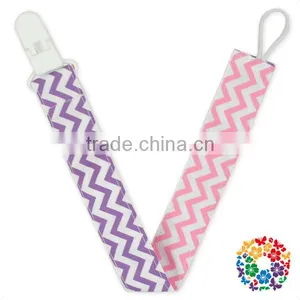 Navy Red Stripe Printed Ribbon Baby Boy Pacifier Clip Plastic Pacifier Clip Holder thumbnail-4