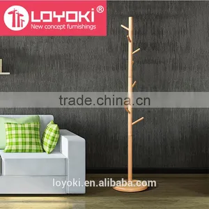 Solid Beech Wood Coat Rack Stand Hall Tree Shape Coat Rack thumbnail-1