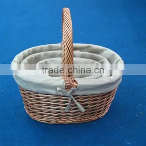 Handmade Wicker Household Decorations Wicker Basket of Fruit Brown Retro Basket Weaving Crafts Basket Spring Outing Picking Bask thumbnail-1