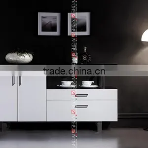 Wood Glass Sideboards / Metal Tempered Glass Sideboard / Italian Design Sideboard N6314 thumbnail-1