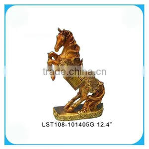 Home Decorative Polyresin Horse Golden Handcrafts thumbnail-1