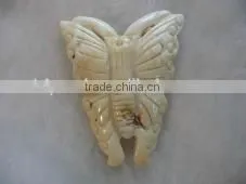 Wholesale 30-40 Light Yellow Butterfly Carved Natural Coral Custom Pendant thumbnail-1