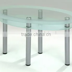 Modern Furniture Metal Legs Kitchen Table, Round Glass Dining Table thumbnail-1