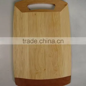 Rubber Wood Cutting Board With Handle in 2 Toned thumbnail-1
