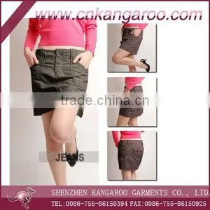 Ladies' 100% Cotton Twill A Shape Casual Skirt thumbnail-1