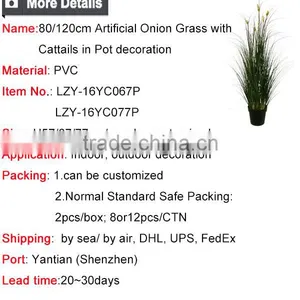 Artificial Grass Synthetic Onion Grass With Cattails Spray Fake Grass in Pot thumbnail-6