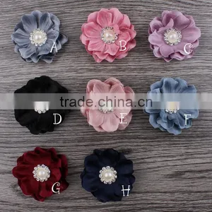 Fabric Flower With Pearl Rhinestone Center for Kids Hair Accessories thumbnail-1