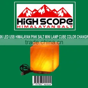USB POWERED HIMALAYAN PINK SALT ORGANIC MINI LAMP CUBE SHAPE Use With Computer or USB PORT PLUG thumbnail-1