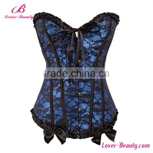 Blue Overbust Wholesale Corselet Busk Lingerie thumbnail-1