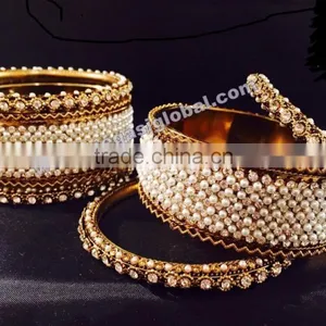 Antique Gold Finish Bridal Set,Indian Bridal Bangles Bracelet,Fashion Bangle Sets thumbnail-5