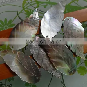 Natural Leaf Shape Black Shell Charms Diy Black Shell Charm Pendant Wholesale Jewelry Accessories thumbnail-2