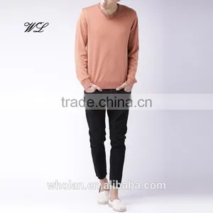 Custom Knitted Man Fitted Sweater Plain Bright Colored Sweaters Knit Fabric thumbnail-3