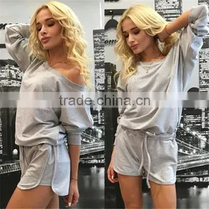 2016 Spring Summer Sets Women Fashion Sport Wear Sets Loose Casual Wide Neck Long Sleeve Sport Wear Suits thumbnail-1