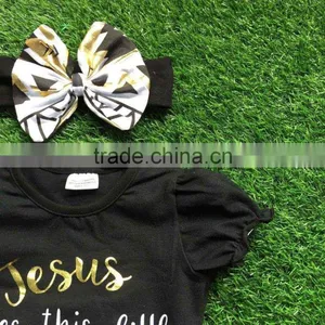 2016 Summer Girls Outfit Baby Girls Clothing Jesus Loves This Little Hot Mess Clothes With Matching Headband thumbnail-4