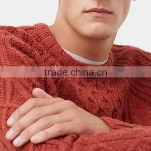 Men's Chunky Cable Knit Pattern Cotton Sweater for Wholesale thumbnail-4