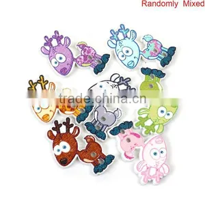 Wood Sewing Buttons Scrapbooking 2 Holes Deer Animal At Random thumbnail-3
