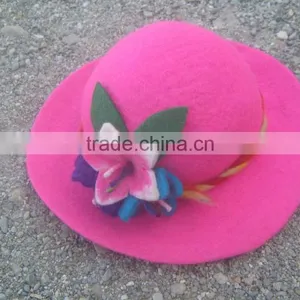 100% Soft New Zealand Sheep Wool Flowery Felted Hat/ Wholesale Hand Made Felted Hat thumbnail-1