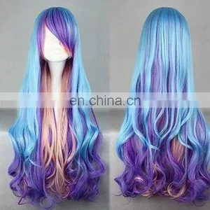 Purple and Blue Synthetic Wig Long Wave Cosplay Wig FW2141 thumbnail-1