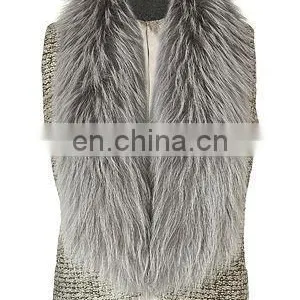 Gray Raccoon Collar Wool Vest/quality+OEM+ODM thumbnail-1