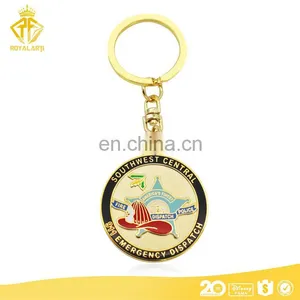 Fire Emergency Custom Sheriff Metal Keychain in Gold Finishing thumbnail-1