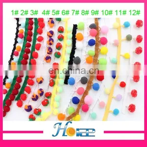 Fashion 2cm Width Colorful Tassel Fringe Pom Pom Trim for Clothing Hea189 thumbnail-6