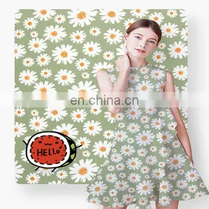 2020 HOT Soft Small Daisy Fabric 100D Four Side Elastic Digital Printed Fabric Chrysanthemum Top Women's Dress Fabric thumbnail-4