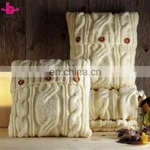 Supper Cozy Custom Square Knitted Cushion Cover Lumbar Support Knit Pillow thumbnail-3