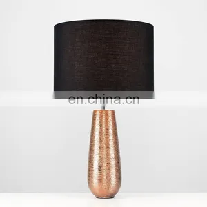 Custom Made European Luxury Rose Gold Ceramic Base Modern Nightstnad Lamps for Home Hotel Office thumbnail-3