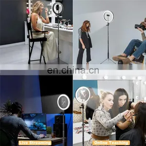 Portable Dimmable Lighting Changeable Beauty Makeup Selfie Video Cell Phone LED 14 Inch Ring Light 2M Tripod Stand thumbnail-5