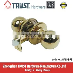 6873PB-PS:ANSI Grade 3 Brass Tubuar Passage Knob Lock thumbnail-1