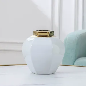 Jingdezhen Electroplate Gild Modern Simple White Ceramic Vase For Indoor Decor thumbnail-2